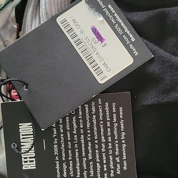 NWT Reformation XS Cha Cha Tank Skater Dress Midi Floral Black Jersey Fit Flare - Picture 14 of 16